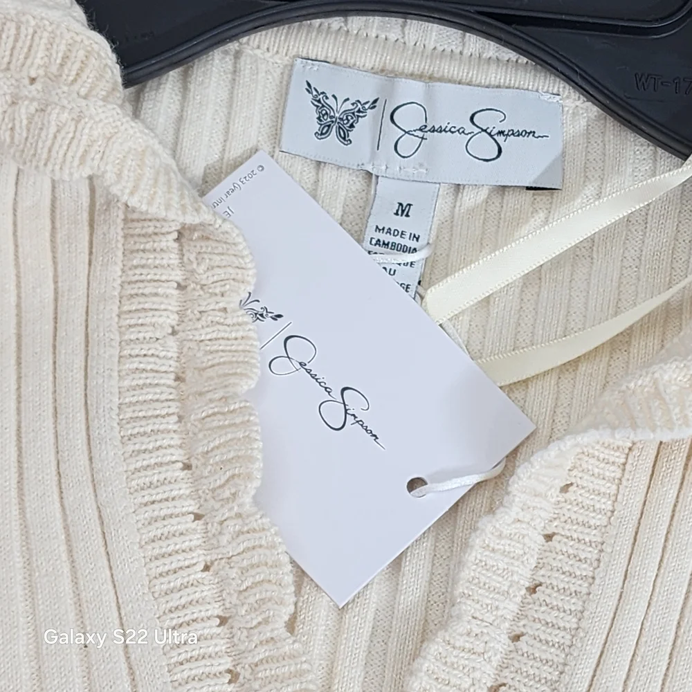 Cream Ribbed Button-Front Long Sleeve Top - Picture 5 of 7